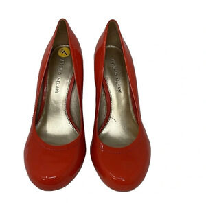 Antonio Melani Shoes Wedge Heels Jute Orange Red Patent Leather Size 7